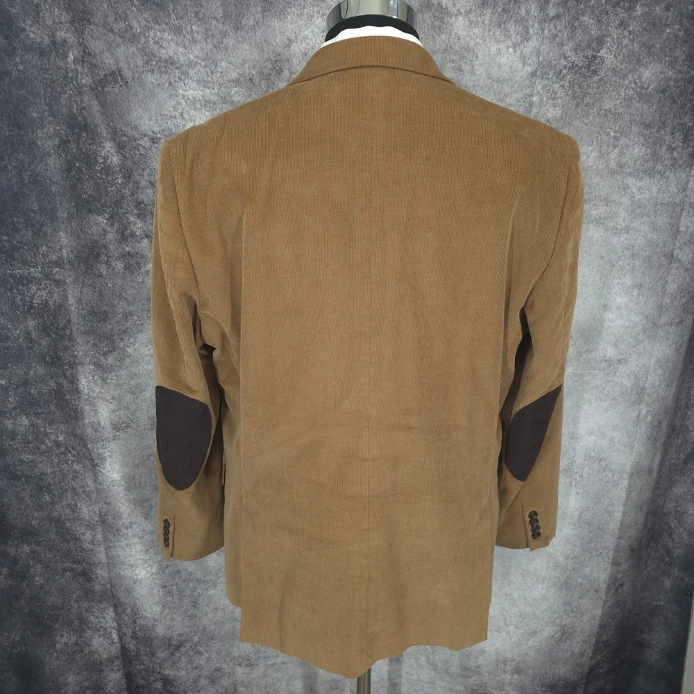 Stafford Corduroy Blazer Jacket Mens 44R Brown Sports‎ Coat 2 Buttons Vented